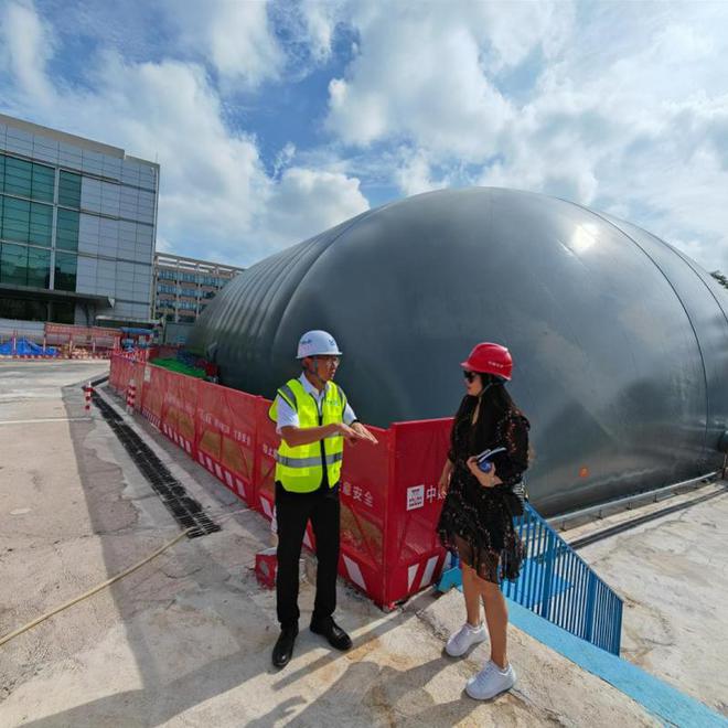 气膜大天棚隔断基坑噪声源！福田绿色施工多方治噪解难题